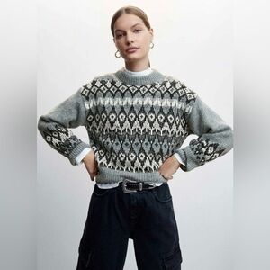 MANGO Wool Blend Metallic Crew Neck Sweater
